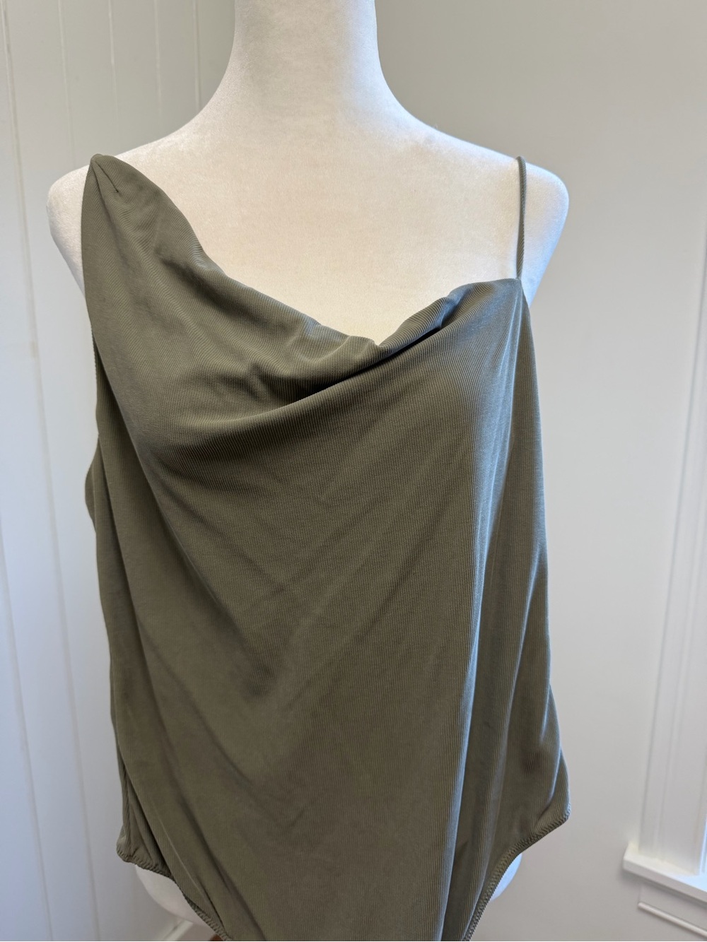 Urban Outfitters Olive One-Shoulder Draped Slip shirt